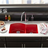 Elkay Quartz Luxe Offset 60/40 Double Bowl Sink with Aqua Divide, Caviar