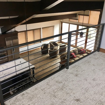 Eagle Landing - Floating Mono Beam Staircase & Horizontal Railings
