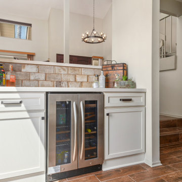Modern White and Rustic Kitchen and Beverage Center
