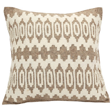 Hand Felted Wool Pillow, Scandinavian Design on Gray, 20"