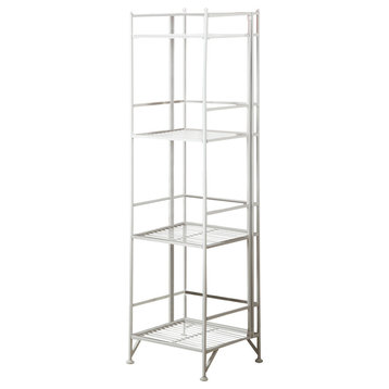 Convenience Concepts Xtra Storage Four-Tier Folding Shelf in White Metal Finish