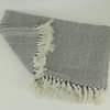 2-Tone Cotton Zig Zag Striped Fringed Throw Blanket, White/Grey