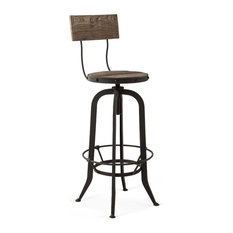 Industrial Back Bar Stools and Counter Stools | Houzz - Alvar Industrial Loft Reclaimed Oak Iron Vintage Barstool - Bar Stools And Counter  Stools