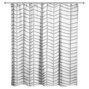 Gray Chevron 71x74 Shower Curtain