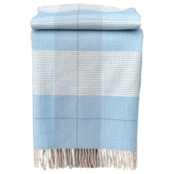 100% Merino Wool Throw Blanket 51”x71”, Blue