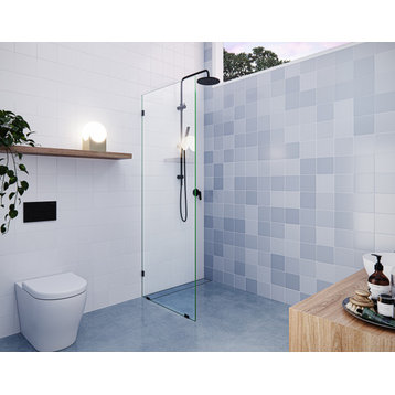 78"x27.5" Frameless Shower Door Single Fixed Panel, Matte Black