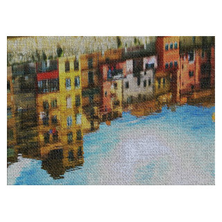 Painting Of Reflection Of Buildings Area Rug, 5'0