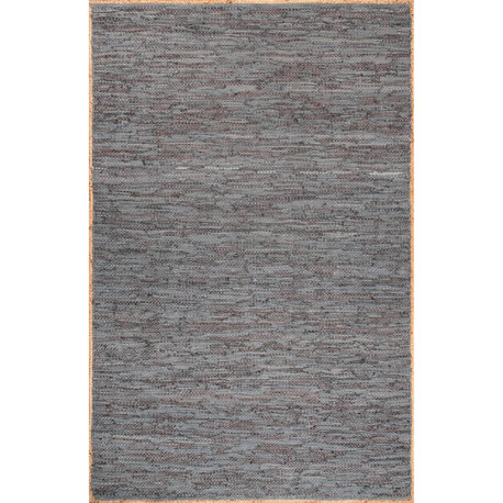 Nuloom Hand Woven Leather, Grey 9'x12'
