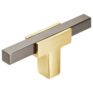 Urbanite 2-5/8 in (67 mm) Brushed Gold/Black Chrome Cabinet Knob