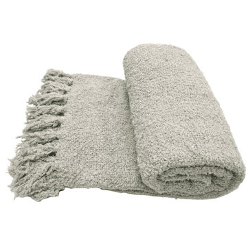 Fluffy Knitted Throw, String Gray, 50"x60"