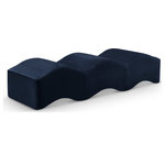 Meridian Furniture - Wave Upholstered Bench, Navy, Velvet - Indulge in the allure of the Navy Velvet Wave Bench by Meridian Furniture. Its captivating design and luxurious finish elevate any space with effortless elegance. Crafted with precision and durability in mind, this stunning piece becomes the focal point of gatherings, fostering moments of connection and warmth. Embrace sophistication and style with the Wave Bench, a testament to exquisite taste and timeless beauty.
