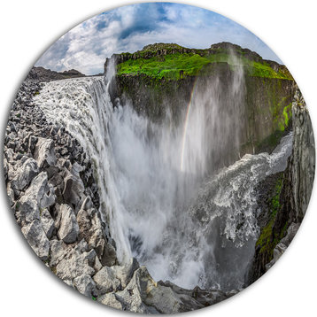 Stunning Dettifoss Waterfall Iceland, Landscape Disc Metal Artwork, 38"
