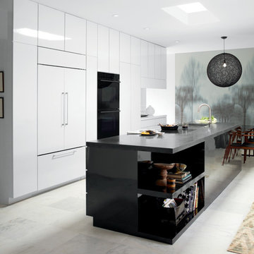 Wolf Induction Cooktop and Built-In E Series Black Glass Double Oven