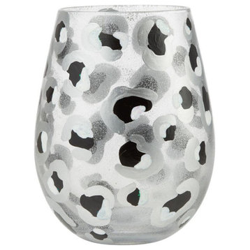 "Snow Leopard" Stemless Wine Glass by Lolita
