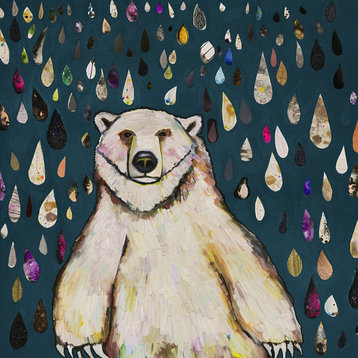"Polar Bear Raindrops" Canvas Wall Art by Eli Halpin, 39"x39"