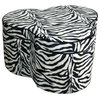 17.5"H Zebra Storage Ottoman With  3 Seating