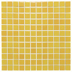 The Mosaic Factory - Sample Glazed Porcelain Mosaic  Barcelona 1"x1" Square Glossy Flamed Yellow - This is a sample piece for color and texture reference. Order 1 and receive 1/4 sheet within 5 business days. Please see the stock item for additional information and pictures.