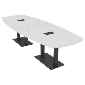 12 Ft Arc Boat Modular Conference Table Square Metal Bases w/Electric