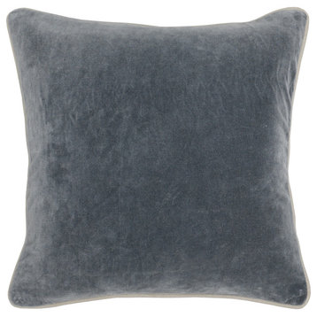 Kosas Home Harriet Velvet 18-inch Square Pillow, Dark Grey