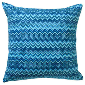 Indoor 20" Zigzag In Blue Throw Pillow, Pillow Cover Without Polyester Inser
