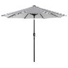 WestinTrends 9Ft Patio Solar Powered LED Market Umbrella w Square Concrete Base, Gray/White
