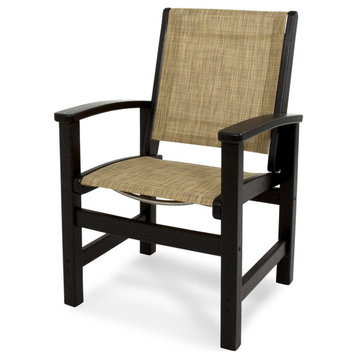 Polywood Coastal Dining Chair, Black/Burlap Sling