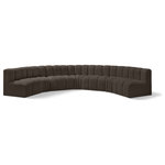 Meridian Furniture - Arc Boucle Fabric Upholstered 7-Pc. U-Shaped Modular Sectional, Brown - Give your living room or den the perfect blend of style and versatility with this Arc boucle fabric curved modular Sectional. Part of the Arc modular furniture collection, this Sectional comes upholstered in rich brown boucle fabric and features deep channel tufting that adds a touch of luxury while enhancing comfort and support. A seamless combination of form and function, this chair can be used with other Arc pieces to create a myriad of configurations in your well-curated room.