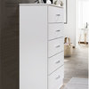 Hodedah Five Drawer Contemporary Wooden Chest in White Finish
