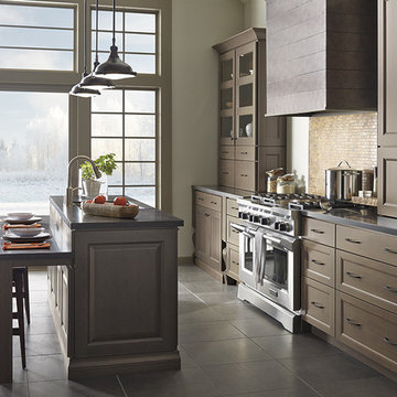 Gray Kitchen Cabinets with Island