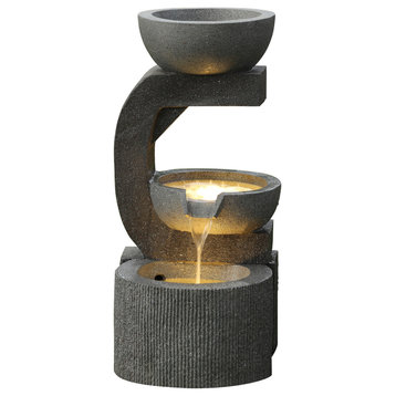 Resin Tiered Pots Outdoor  Fountain with LED Light