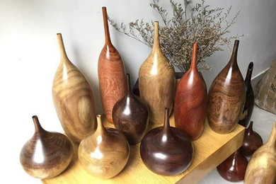 Turned wood vase