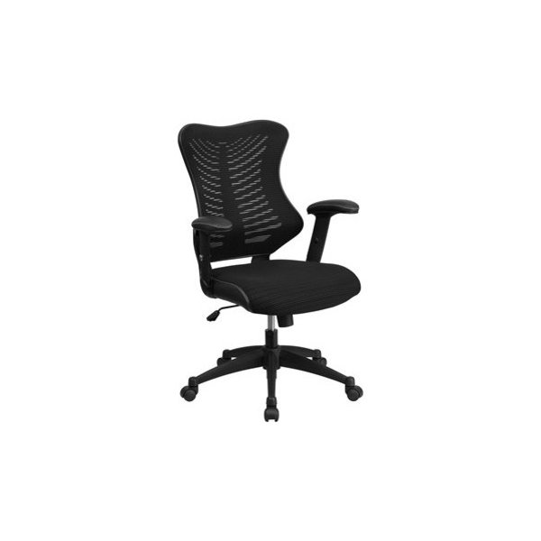 Designer Black Mesh Swivel Ergonomic Chair With Adjustable Arms