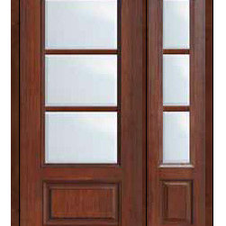 Prehung French Single Door 96 Wood Mahogany Full Lite 12 Lite - Patio Doors