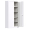 GangMei Metal Storage Cabinet with Locking Doors and Adjustable Shelves in White