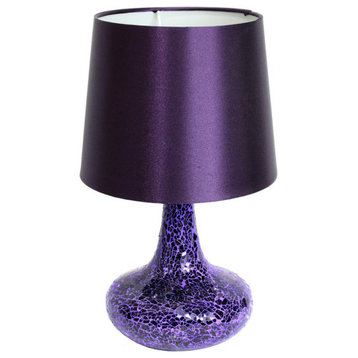 Mosaic Tiled Glass Genie Table Lamp with Fabric Shade