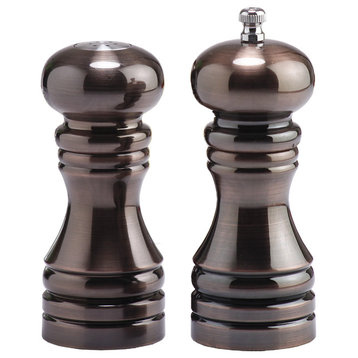 Chef Specialties Burnished Pepper Mill and Salt Shaker Set, 5.5", No Rack