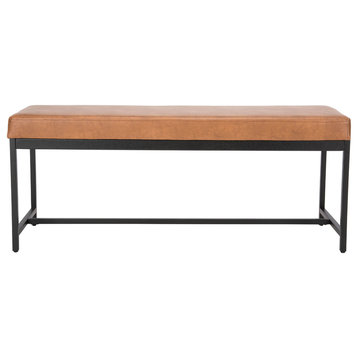 Safavieh Chase Faux Leather Bench, Brown/Black