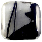 Glass Storm Studios - Shadows Handmade Knob - Knobs measure approximately 1.25" square and pulls measure approximately .75" x 4.25" with a 3" center to center. Hardware has a brushed nickel finish and uses a standard 8-32 screw.
