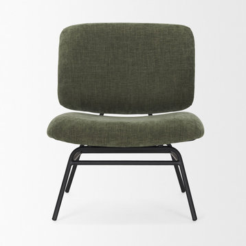 Nora Forest Green Fabric With Matte Black Metal Legs Accent Chair