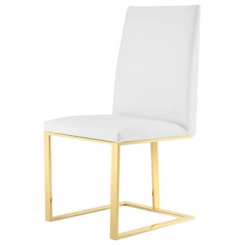 Lupo Contemporary White and Gold Dining Chair, Set of 2