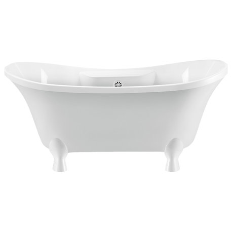 60" Streamline N900WH-WH Clawfoot Tub and Tray With External Drain