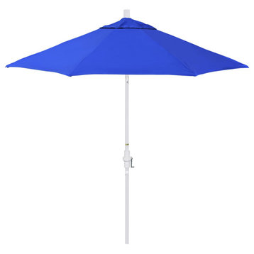 9' Patio Umbrella White Pole Fiberglass Ribs Collar Tilt Pacific Premium, Pacific Blue