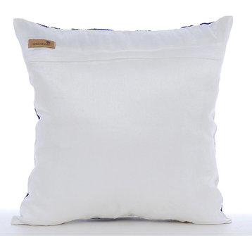 White Modern Contemporary Pillows Art Silk 20"x20", Turkish Border