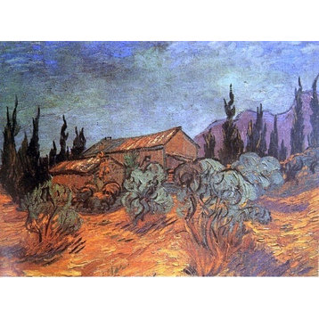 Vincent Van Gogh Wooden Sheds, 21"x28" Wall Decal
