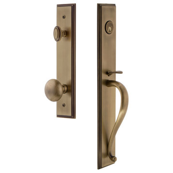 Carre' 1-Piece Handleset, S Grip and Fifth Avenue Knob, Vintage Brass, 845087