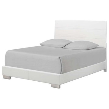 Coaster Felicity Contemporary Glossy White Eastern King Bed  79.5x86.5x51.25...