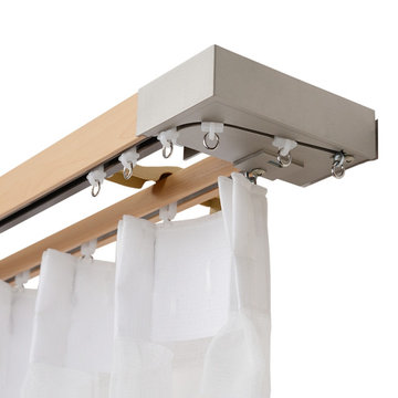 QYRF02 Wood Grain Single Double Curtain Tracks Ceiling/Wall Mount