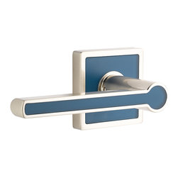 Aruba Lever and Trinidad Rosette in Caribbean Blue - Doorknobs