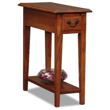 Leick Furniture Chairside Wood End Table in Medium Oak Finish