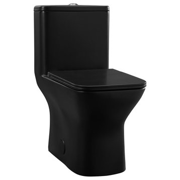 Carre One Piece Square Toilet Dual Flush, Matte Black, 0.8/1.28 gpf